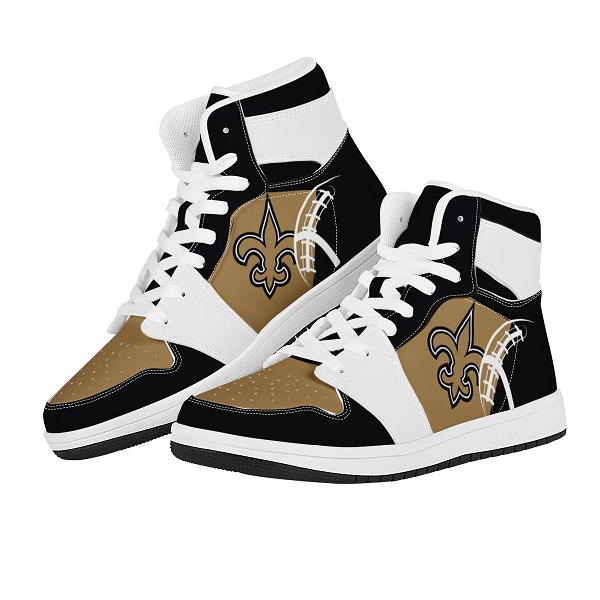 Women's New Orleans Saints High Top Leather AJ1 Sneakers 001